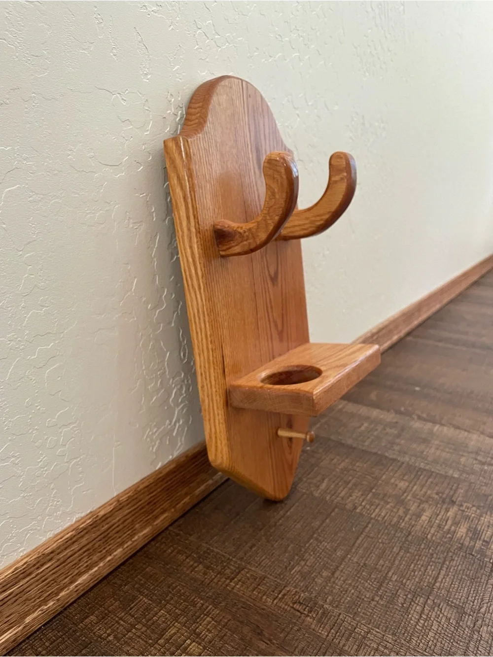 Vintage Wooden Wall Mounted Bathroom Caddy in Natural Oak Finish